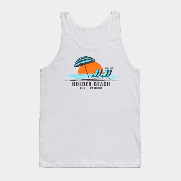 Sitting by Shore at Holden Beach, NC Tank Top by Contentarama